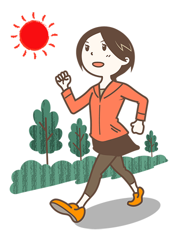 早歩きの女性イラスト